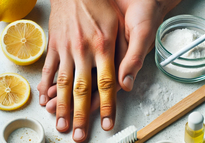 Tache jaune sur les mains tabac